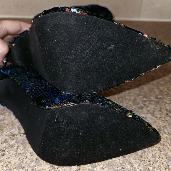 Sequin & Velvet Covered Stiletto Calf Boots NWT - Colorful NWT Size 6 - Picture 2 of 9